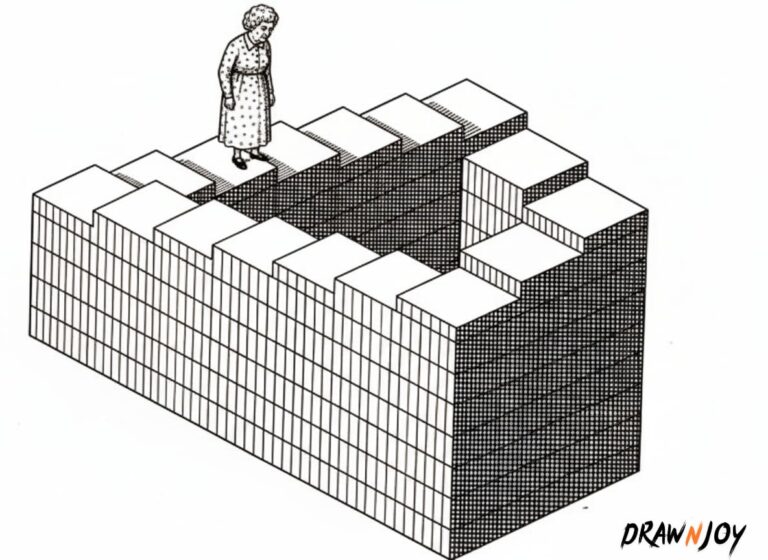 Draw Endless Stairs: Reference Photo & Sketch